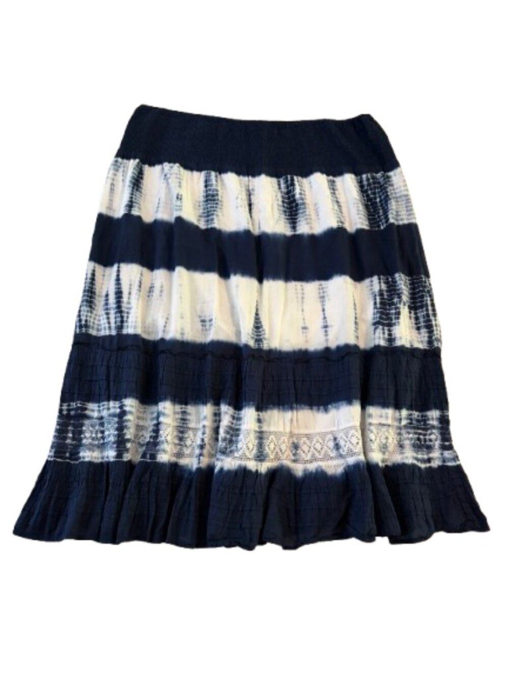 Blue and White Tie Dye Maxi Skirt